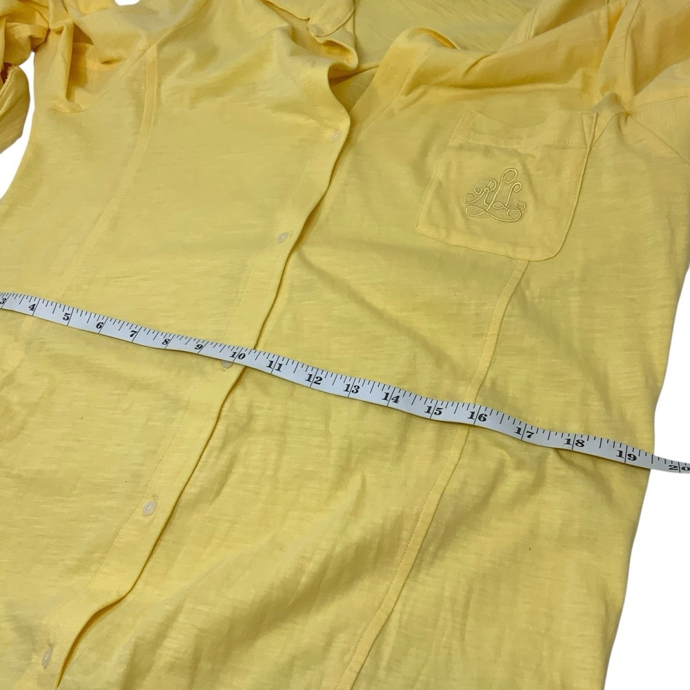 Lauren Essentials Knits Sleep Shirt Dress Women's Xl Yellow Preppy Ralph Lauren - Picture 8 of 10